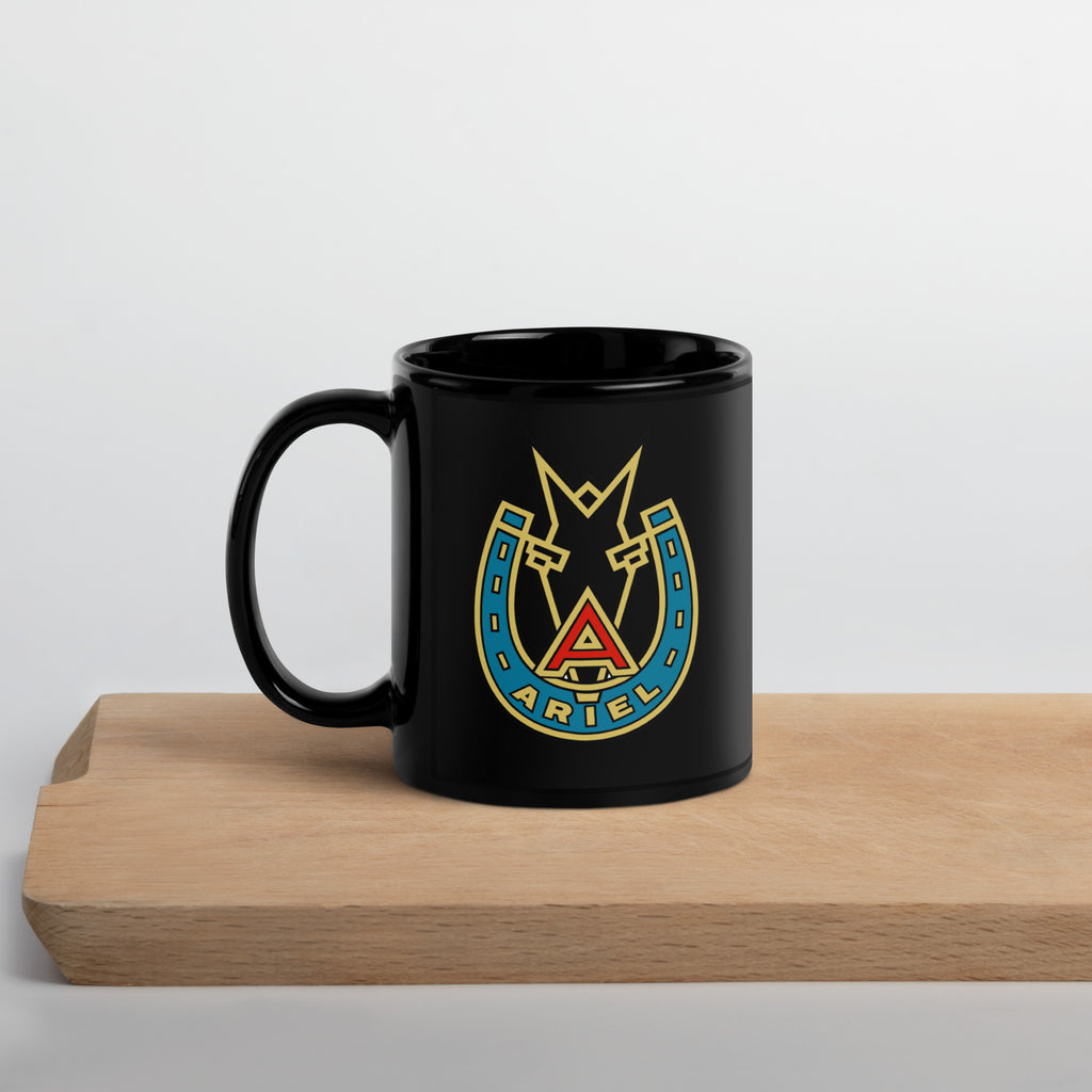 Ariel Motorcycle Horse Logo on Black Mug