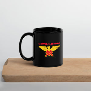 Vintage Moto Morini Badge on Black Mug