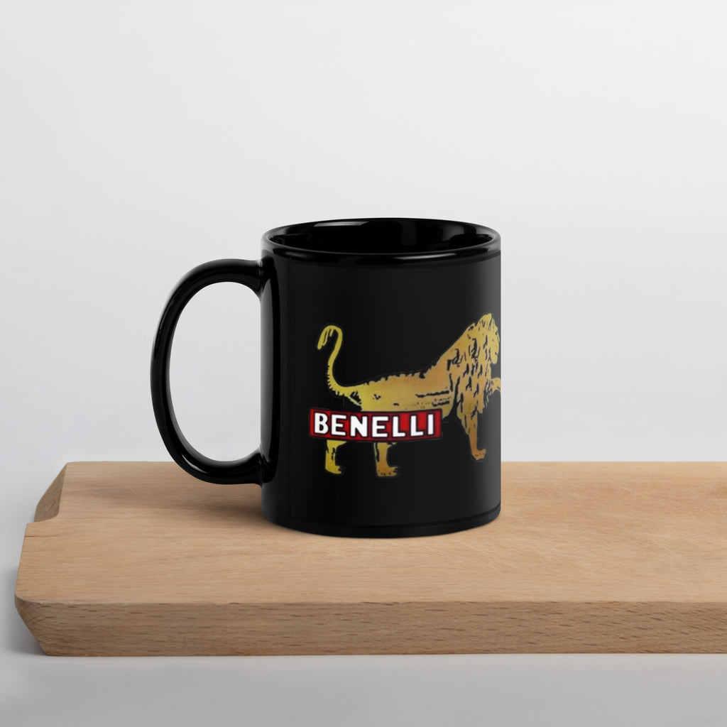 Vintage Benelli Lion logo on Black Mug