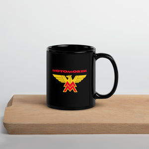 Vintage Moto Morini Badge on Black Mug