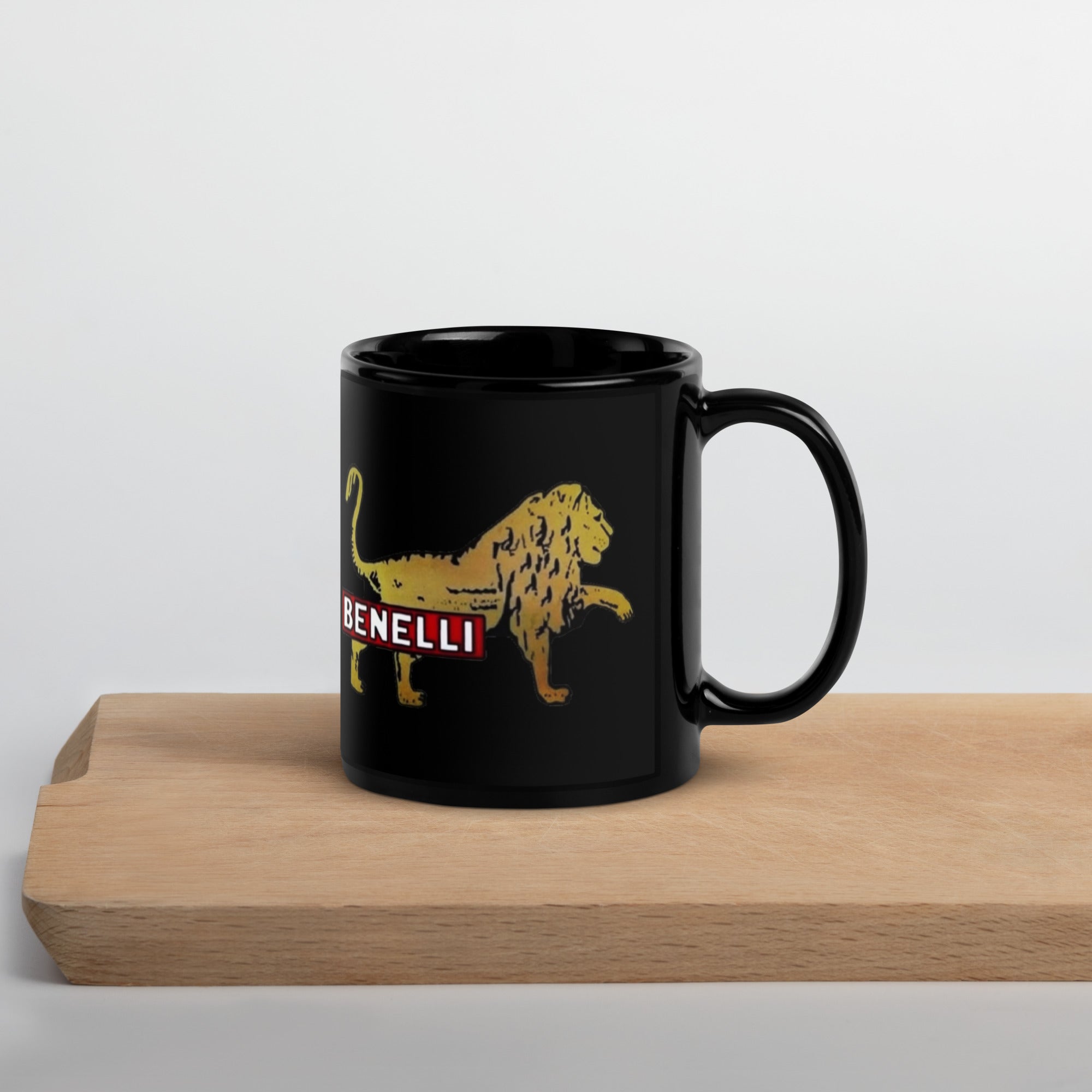 Vintage Benelli Lion logo on Black Mug