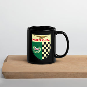 Vintage Moto Guzzi Racing Badge on Black Mug